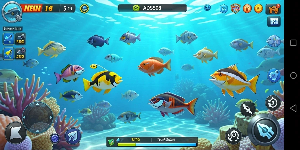 Screenshot utama gameplay Tembak Ikan yang menarik di ADS508.