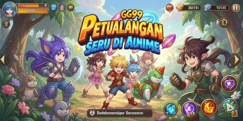 Tampilan gameplay GG99 yang menampilkan karakter anime beraksi.
