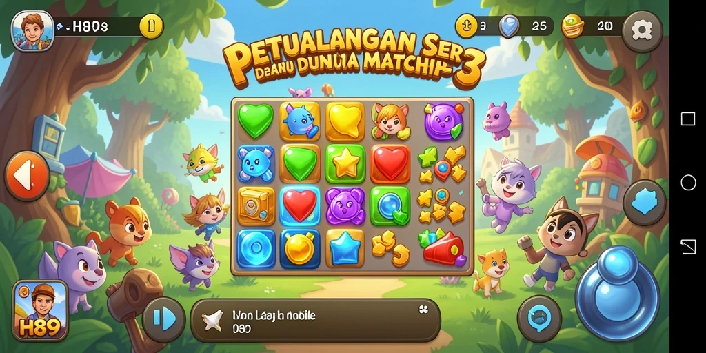 Screenshot gameplay H89 yang menampilkan suasana seru Match-3.