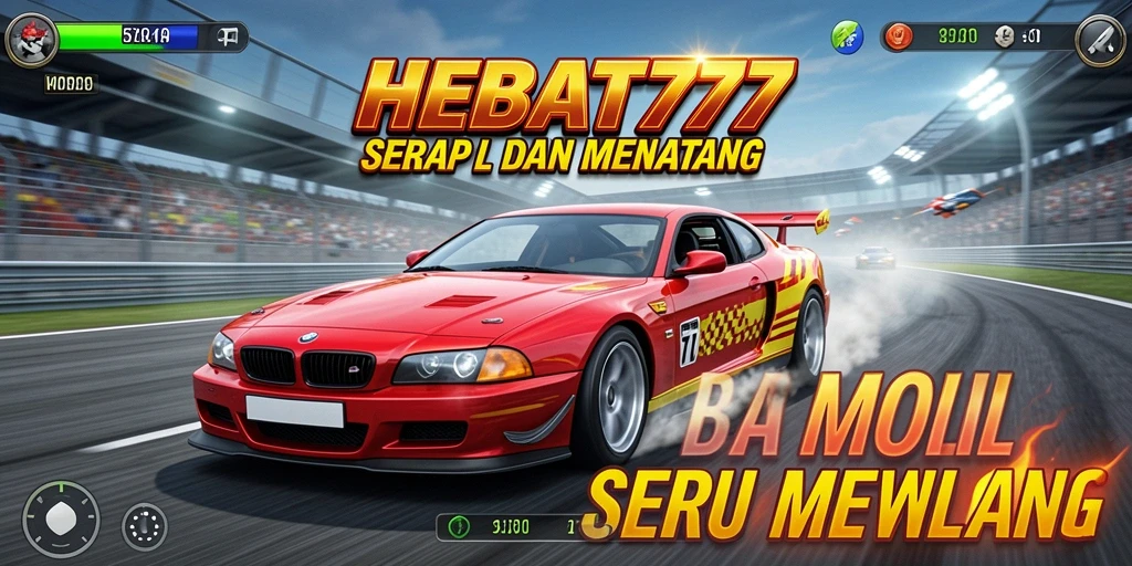 Tangkapan layar menunjukkan serunya balapan mobil di HEBAT777.